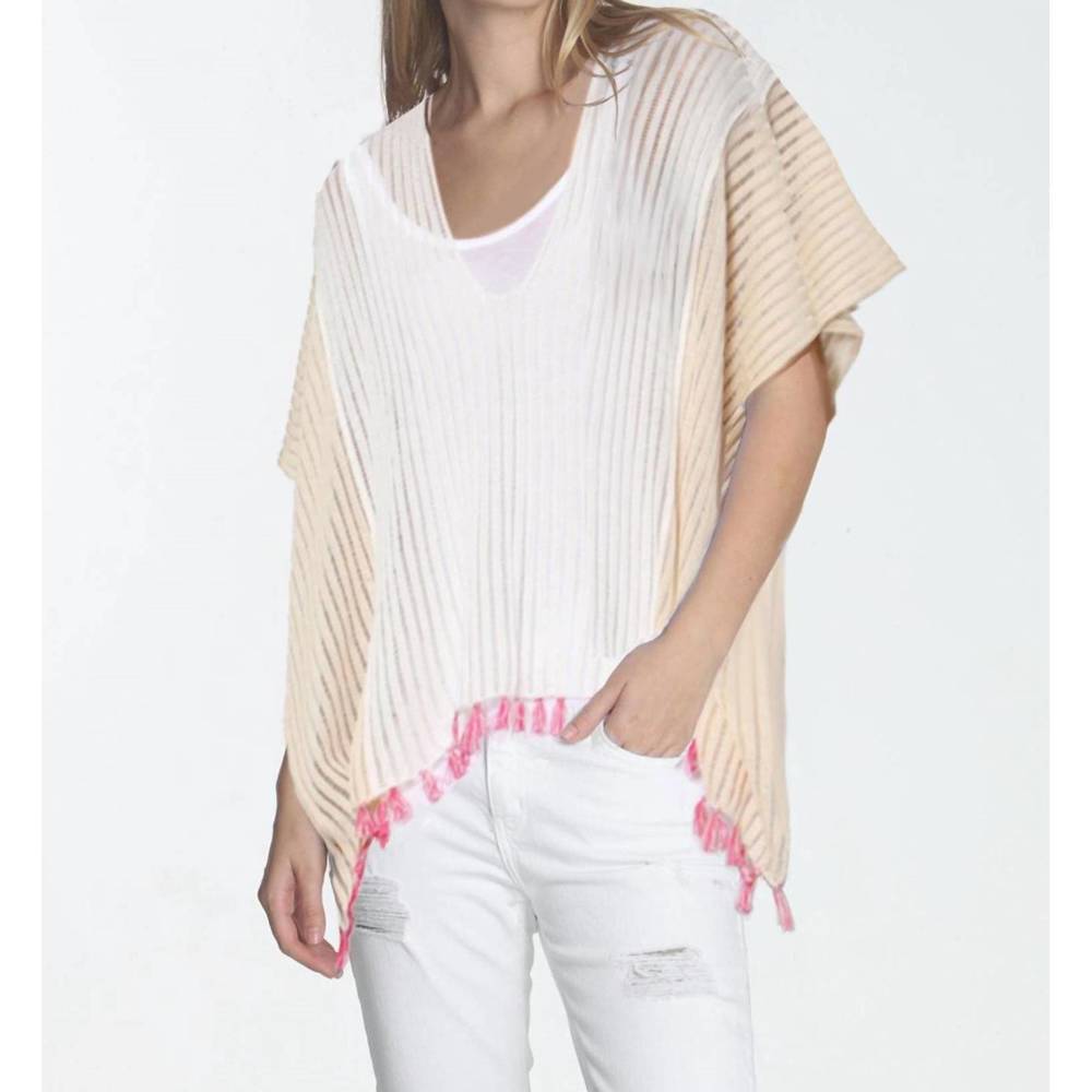 NEW LABEL+THREAD amelia tassel poncho in white/ecru